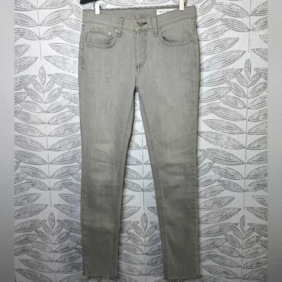 Rag & Bone Jeans Ankle Skinny Gray Frayed Hem Stretch Denim - Picture 1 of 7